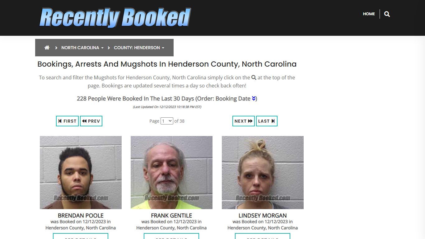 Bookings, Arrests and Mugshots in Henderson County, North Carolina